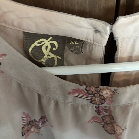 Anthropologie One September Fiora Floral Empire Top, Grey Size XL Pink Blush - Picture 10 of 12